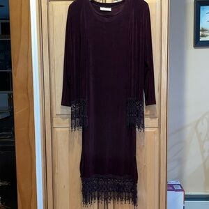 Fashque Burgundy Maxi Tank Dress w/ Jacket